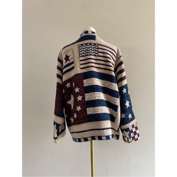 vintage sugar street weaver american flag knit tapestry jacket - Picture 4 of 5